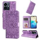 For vivo Y77 5G Embossed Sunflower Leather Phone Case(Purple) - 1