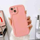 For iPhone 14 Plus Wave Edge Silicone Phone Case(Pink) - 1