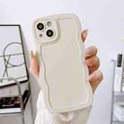 For iPhone 14 Plus Wave Edge Silicone Phone Case(White) - 1