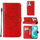 For Infinix Hot 12 Play/Hot 12 Play NFC X6816C Embossed Butterfly Flip Leather Phone Case(Red) - 1