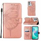 For Infinix Hot 12 Play/Hot 12 Play NFC X6816C Embossed Butterfly Flip Leather Phone Case(Rose Gold) - 1