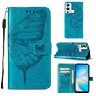 For Infinix Hot 12i X665 Embossed Butterfly Flip Leather Phone Case(Blue) - 1