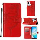 For Infinix Hot 12i X665 Embossed Butterfly Flip Leather Phone Case(Red) - 1