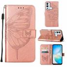 For Infinix Hot 12i X665 Embossed Butterfly Flip Leather Phone Case(Rose Gold) - 1