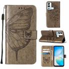 For Infinix Hot 12i X665 Embossed Butterfly Flip Leather Phone Case(Grey) - 1