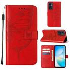 For Infinix Hot 12 X6817 Embossed Butterfly Flip Leather Phone Case(Red) - 1