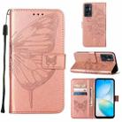 For Infinix Hot 12 X6817 Embossed Butterfly Flip Leather Phone Case(Rose Gold) - 1