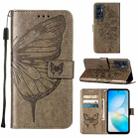 For Infinix Hot 12 X6817 Embossed Butterfly Flip Leather Phone Case(Grey) - 1