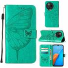 For Infinix Note 12 Pro 4G Embossed Butterfly Flip Leather Phone Case(Green) - 1