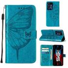 For Infinix Note 12 Pro 5G Embossed Butterfly Flip Leather Phone Case(Blue) - 1