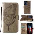 For Infinix Note 12 Pro 5G Embossed Butterfly Flip Leather Phone Case(Grey) - 1