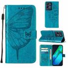 For Infinix Note 12 G96 Embossed Butterfly Flip Leather Phone Case(Blue) - 1