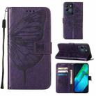 For Infinix Note 12 G96 Embossed Butterfly Flip Leather Phone Case(Dark Purple) - 1