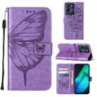 For Infinix Note 12 G96 Embossed Butterfly Flip Leather Phone Case(Purple) - 1