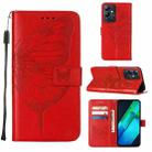 For Infinix Note 12i X6819 Embossed Butterfly Flip Leather Phone Case(Red) - 1