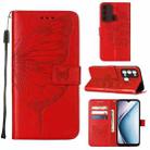 For Itel P38/S17/S1661W/Vision 3 Embossed Butterfly Flip Leather Phone Case(Red) - 1