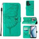 For Itel P38/S17/S1661W/Vision 3 Embossed Butterfly Flip Leather Phone Case(Green) - 1