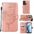 For Itel P38/S17/S1661W/Vision 3 Embossed Butterfly Flip Leather Phone Case(Rose Gold) - 1