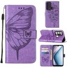 For Itel P38/S17/S1661W/Vision 3 Embossed Butterfly Flip Leather Phone Case(Purple) - 1