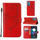 For Motorola Edge 30 Embossed Butterfly Flip Leather Phone Case(Red) - 1