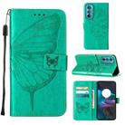 For Motorola Edge 30 Embossed Butterfly Flip Leather Phone Case(Green) - 1