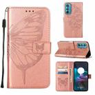 For Motorola Edge 30 Embossed Butterfly Flip Leather Phone Case(Rose Gold) - 1