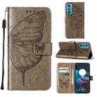 For Motorola Edge 30 Embossed Butterfly Flip Leather Phone Case(Grey) - 1