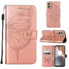 For Motorola Moto G32 Embossed Butterfly Flip Leather Phone Case(Rose Gold) - 1