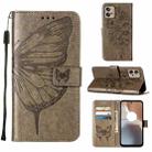 For Motorola Moto G32 Embossed Butterfly Flip Leather Phone Case(Grey) - 1