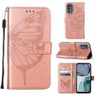 For Motorola Moto G62 5G Embossed Butterfly Flip Leather Phone Case(Rose Gold) - 1