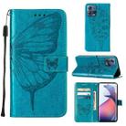 For Motorola Moto S30 Pro 5G Embossed Butterfly Flip Leather Phone Case(Blue) - 1