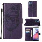 For Motorola Moto S30 Pro 5G Embossed Butterfly Flip Leather Phone Case(Dark Purple) - 1