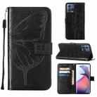 For Motorola Moto S30 Pro 5G Embossed Butterfly Flip Leather Phone Case(Black) - 1