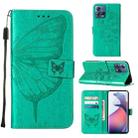 For Motorola Moto S30 Pro 5G Embossed Butterfly Flip Leather Phone Case(Green) - 1