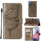 For Motorola Moto S30 Pro 5G Embossed Butterfly Flip Leather Phone Case(Grey) - 1