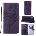 For Motorola Moto X30 Pro 5G Embossed Butterfly Flip Leather Phone Case(Dark Purple) - 1