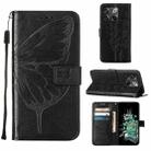 For OnePlus 10T 5G Global Embossed Butterfly Flip Leather Phone Case(Black) - 1