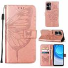 For Tecno Camon 19 Embossed Butterfly Flip Leather Phone Case(Rose Gold) - 1