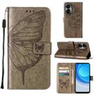 For Tecno Camon 19 Embossed Butterfly Flip Leather Phone Case(Grey) - 1