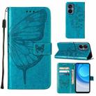 For Tecno Camon 19 NEO Embossed Butterfly Flip Leather Phone Case(Blue) - 1