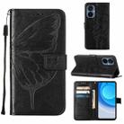 For Tecno Camon 19 NEO Embossed Butterfly Flip Leather Phone Case(Black) - 1