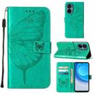 For Tecno Camon 19 NEO Embossed Butterfly Flip Leather Phone Case(Green) - 1