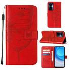 For Tecno Camon 19 Pro 5G Embossed Butterfly Flip Leather Phone Case(Red) - 1