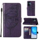 For Tecno Camon 19 Pro 5G Embossed Butterfly Flip Leather Phone Case(Dark Purple) - 1