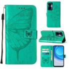 For Tecno Camon 19 Pro 5G Embossed Butterfly Flip Leather Phone Case(Green) - 1