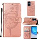 For Tecno Camon 19 Pro 5G Embossed Butterfly Flip Leather Phone Case(Rose Gold) - 1