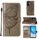For Tecno Camon 19 Pro 5G Embossed Butterfly Flip Leather Phone Case(Grey) - 1