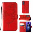 For Tecno Pova 3/LE7 Embossed Butterfly Flip Leather Phone Case(Red) - 1