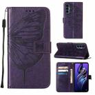 For Tecno Pova 3/LE7 Embossed Butterfly Flip Leather Phone Case(Dark Purple) - 1