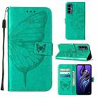 For Tecno Pova 3/LE7 Embossed Butterfly Flip Leather Phone Case(Green) - 1